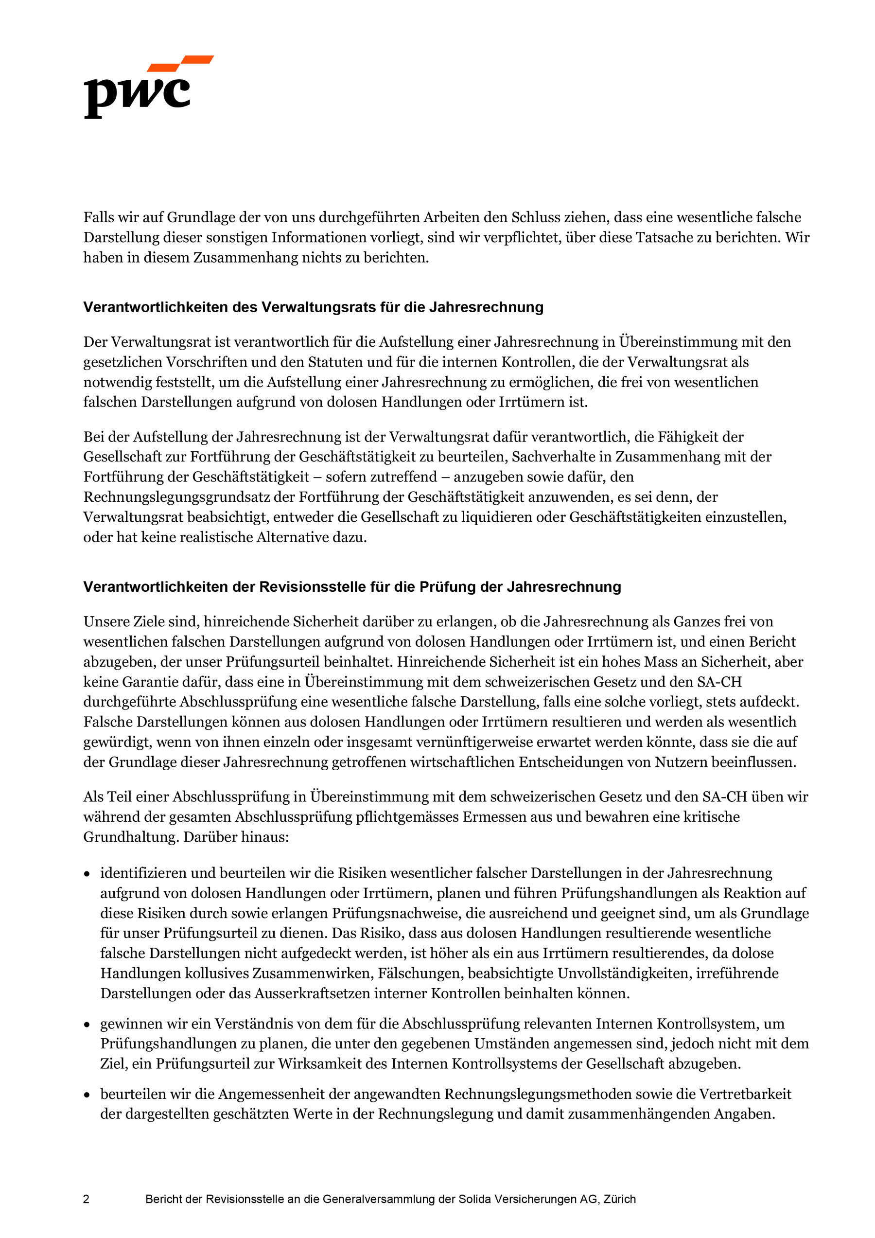 SOLIDA Revisionsstellenbericht 25 3