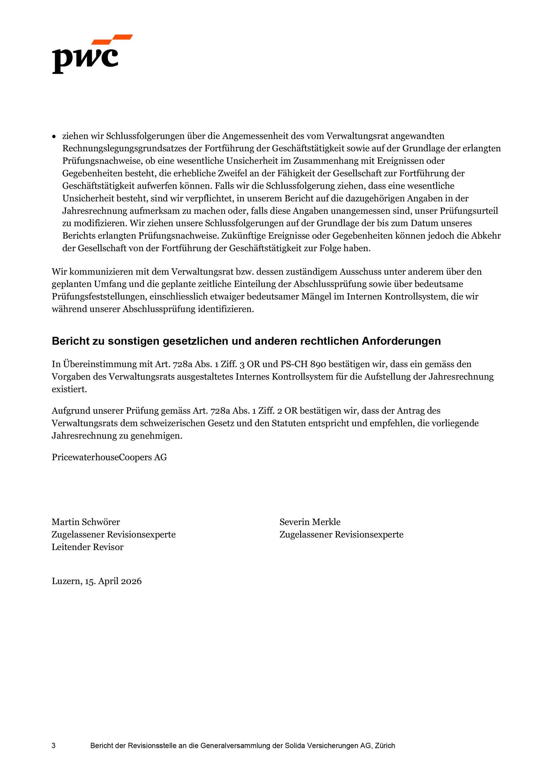 SOLIDA Revisionsstellenbericht 25 4